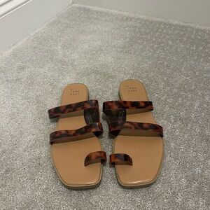 a new day Tan Slide Sandals with Tortoiseshell Straps